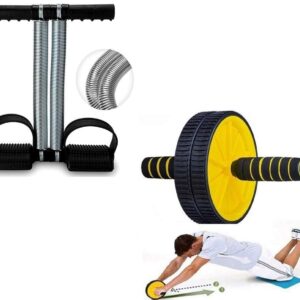 Double Spring Tummy Trimmer and Double Wheel AB Roller Combo