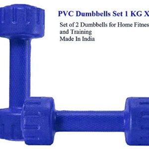 Aurion M1 PVC Dumbbell 1 KG x 2 (Blue)