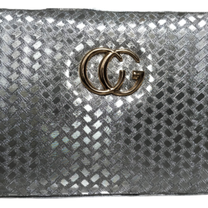 Shiny Silver Metallic Purse with Adjustable Crossbody Strap