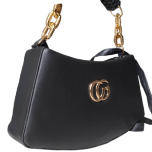 Black Handbag Ladies Purse with Handle Gold-Tone Chain