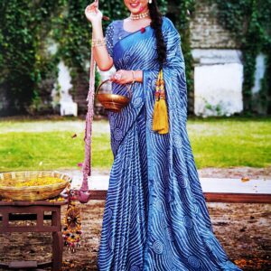 Shiny Soft Georgette Bandhani Print Lightweight Saree